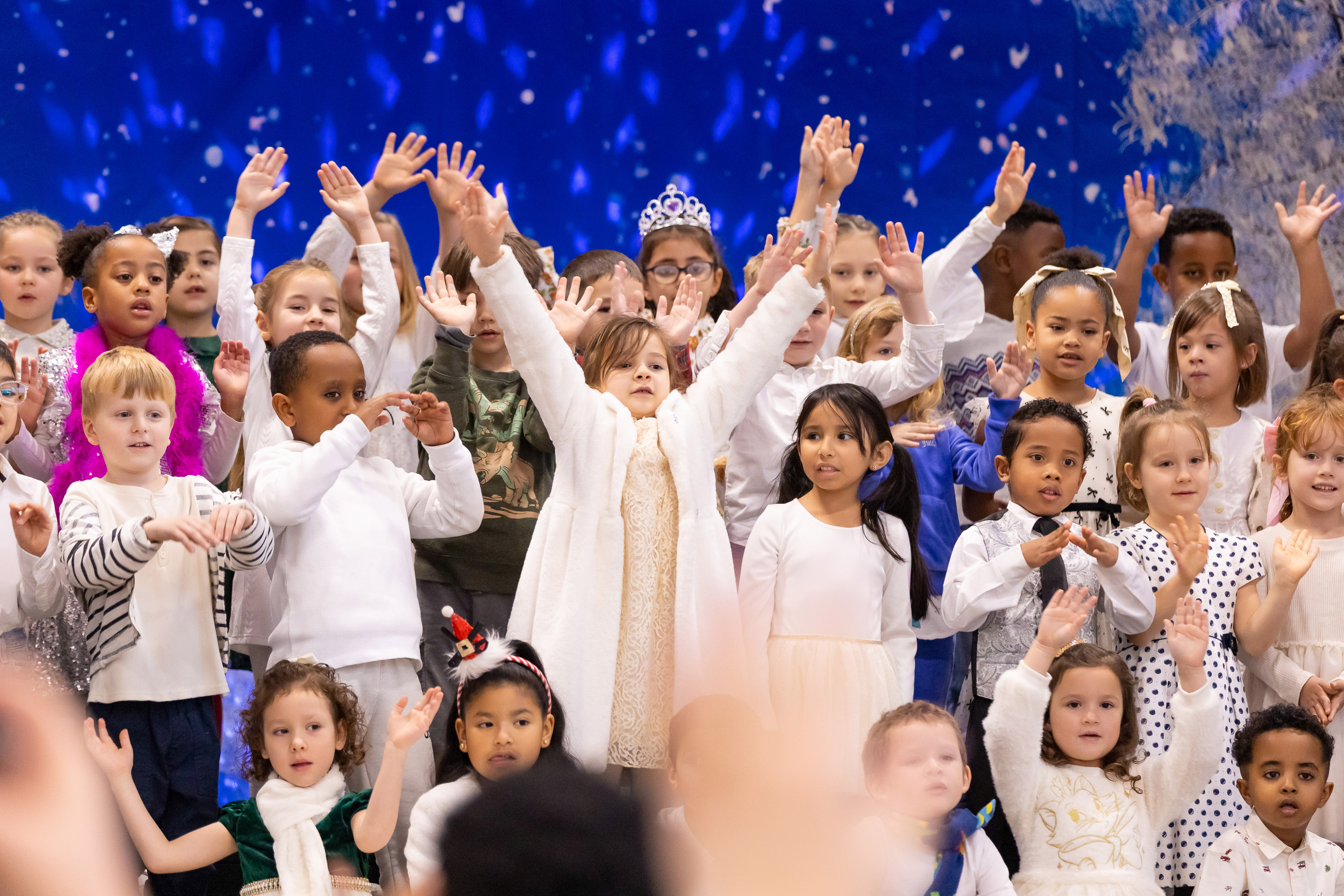 Students performing on stage