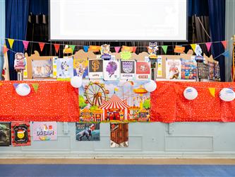 Shot of books on display for open house