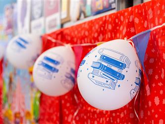 balloons decorated on table 