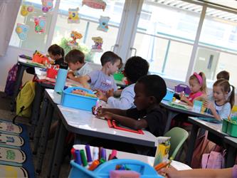 students engaged in drawing activity