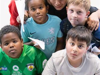 students posing together