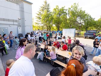 staff serving snacks and food