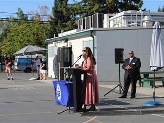 principal addressing school