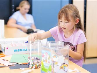 student making their crafts