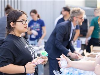 students getting snacks 
