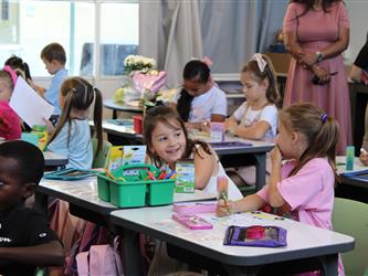 students engaged in drawing activity